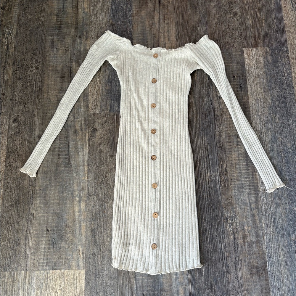 Off-Shoulder Ribbed Bodycon Dress